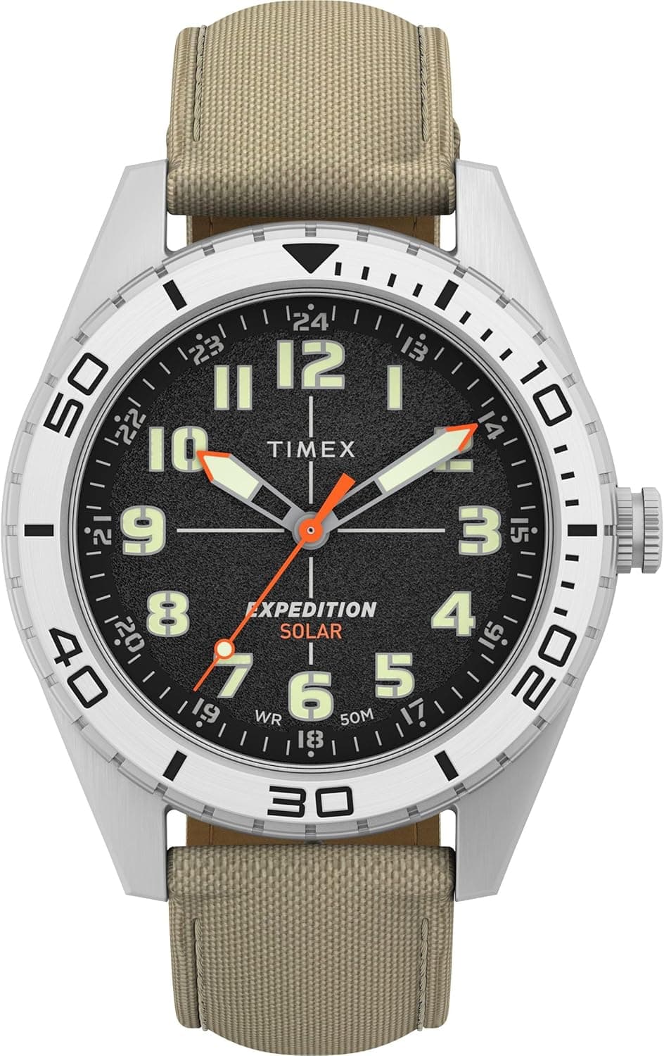 Timex Expedition Field - Relógio solar para homem de 43 mm, pulseira em cor de couro, mostrador preto, caixa em aço IP TW4B30700, Castanho
