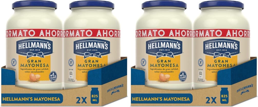 Hellmann's Frasco de maionese grande 825 ml, conjunto de 2