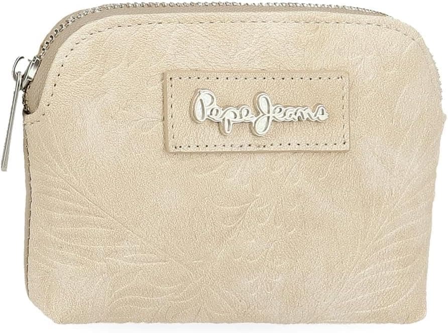 Pepe Jeans Jana | Porta-moedas bege em poliéster com detalhes em pele sintética 11,5x8,5x1,5 cm