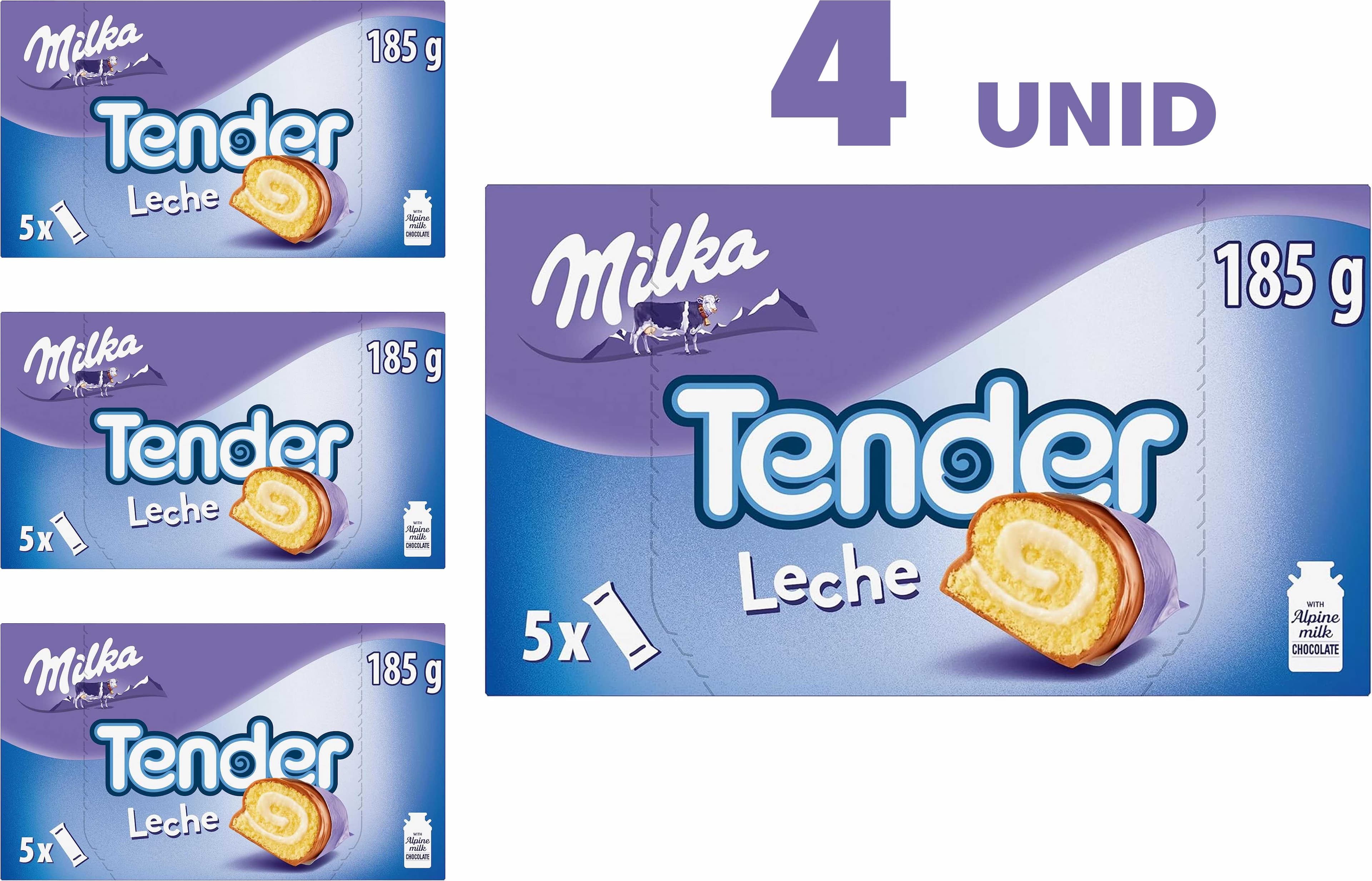 Milka Tender barras de bolo com enchimento de leite e cobertura de chocolate com leite dos Alpes 5 x 37 g