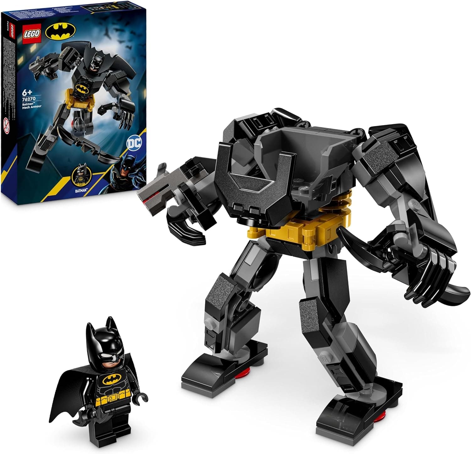 LEGO DC Batman Armadura robótica de Batman brinquedo de super-herói, figura de ação de robô e minifigura colecionáveis, presente para meninos e meninas de 6 anos ou mais 76270