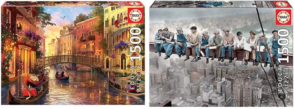 Educa Puzzle 17124 e 16009 | Conjunto de 2 puzzles de 1500 peças Veneza e Nova Iorque