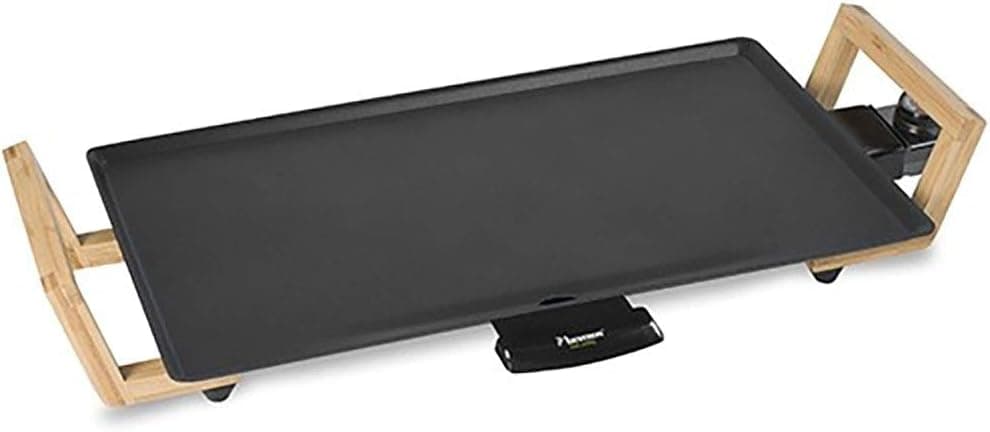 Bestron Ferro elétrico para cozinhar em design Ásia, ferro de cozinha com revestimento antiaderente, grelha elétrica para até 4 pessoas, 2000 watts, cor: preto