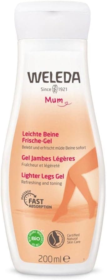 Weleda Gel pernas leves, alivia a sensação de pernas cansadas e carregadas, aplicar através de massagem, com ingredientes naturais, adequados para gravidez, vegan, todos os tipos de peles - 200 ml
