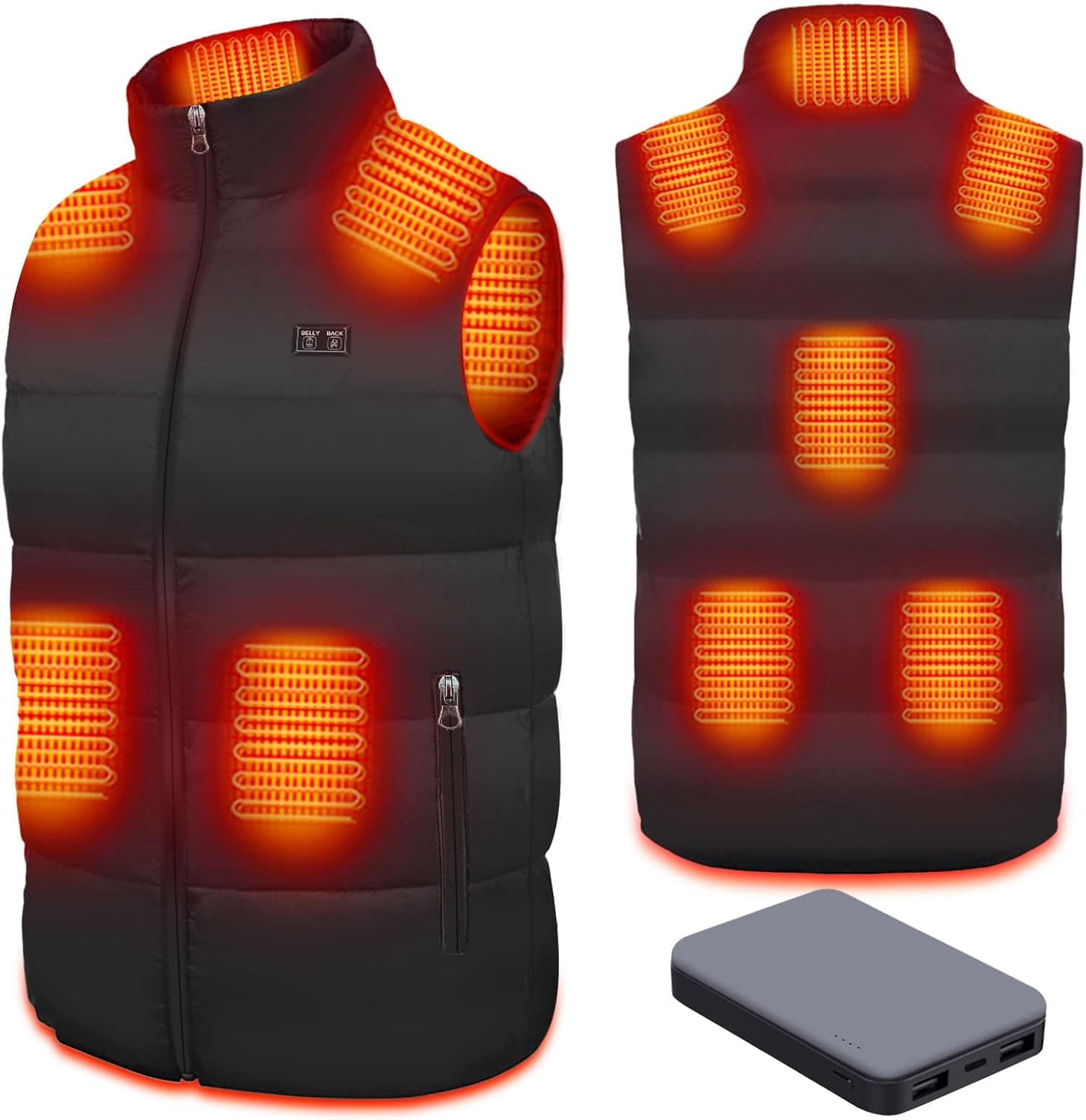 Lommegy Colete aquecedor homem mulher com bateria 16000 mAh, lavável USB elétrico colete de 8 zonas aquecidastérmico 3 temperaturas ajustáveis colete aquecedor para esqui e campismo