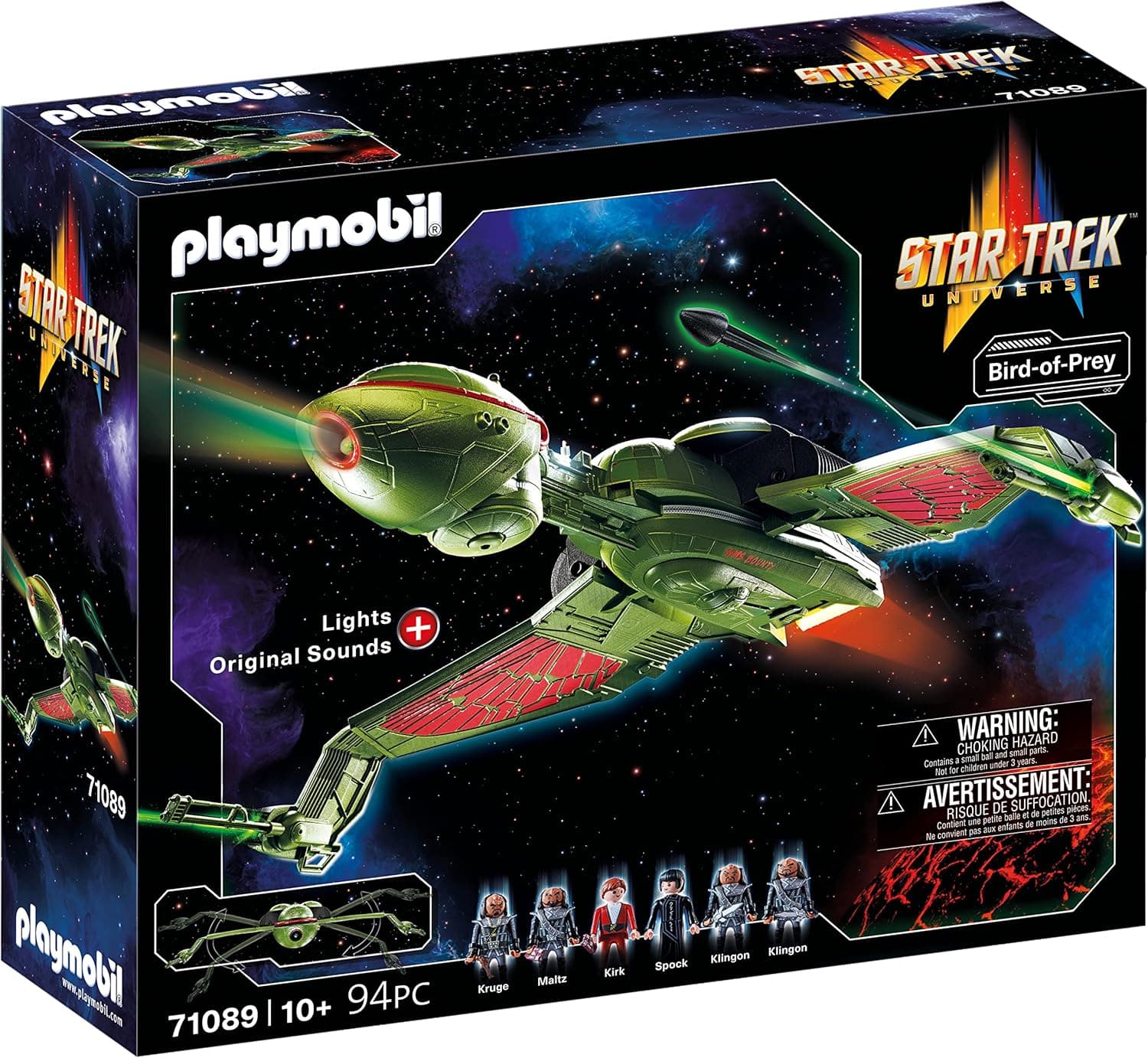 PLAYMOBIL 71089 Star Trek - Klingon Bird-of-Prey, Nave klingon com efeitos de luz, sons originais e figuras colecionáveis, para fãs de Star Trek e crianças a partir de 10 anos