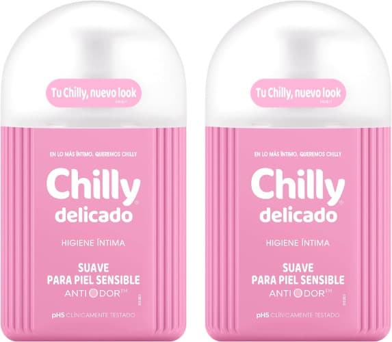 Chilly Delicado | Gel íntimo feminino com fórmula suave, aloé vera e hamamelis para peles sensíveis, pH 5.0, 250 ml x 2