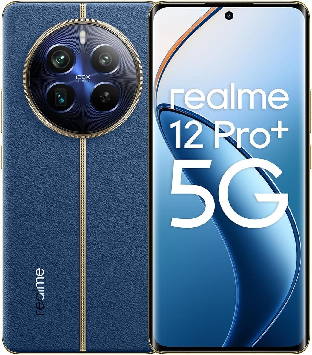 realme Telemóvel 12 Pro+ 5G 8 256GB, câmara periscópio para retratos, Sony IMX890 com OIS, processador Snapdragon 7s de 2ª geração 5G, ecrã de visão curva de 120 Hz, azul marinho