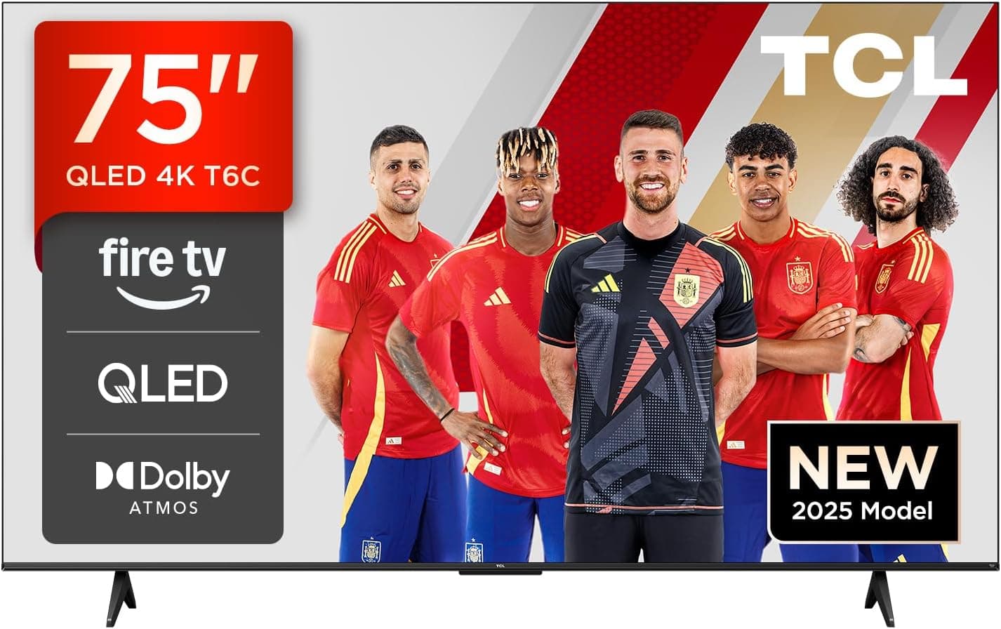 TCL 75T6C QLED 4K HDR TV, Fire TV (Smart TV with Dolby Vision & Atmos, HDR10+, Press & Ask Alexa)