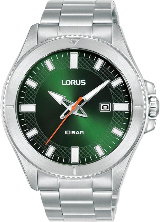 LORUS Relógio analógico para homem de quartzo com correia em aço inoxidável RH997PX9, Prata, pulseira