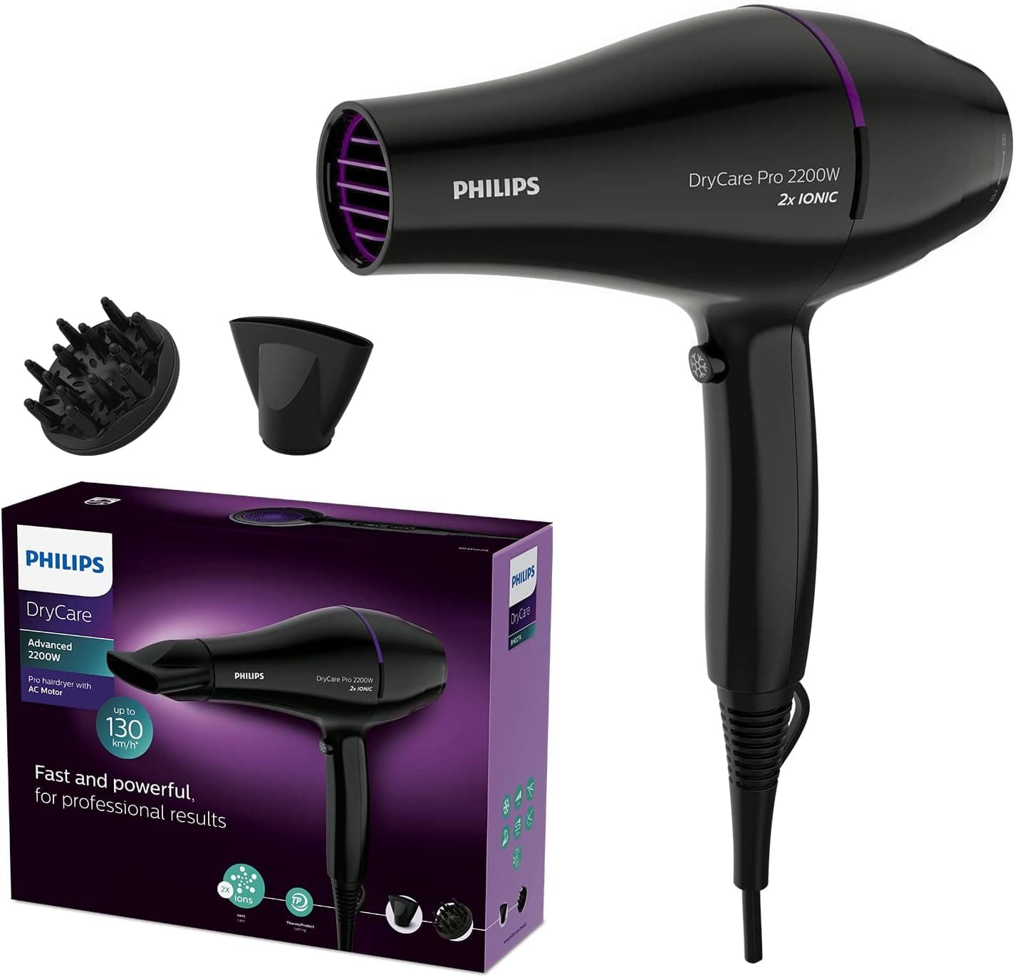 Philips BHD274/00 Pro | Secador de cabelo profissional com motor AC, tecnologia iónica e 2200 W
