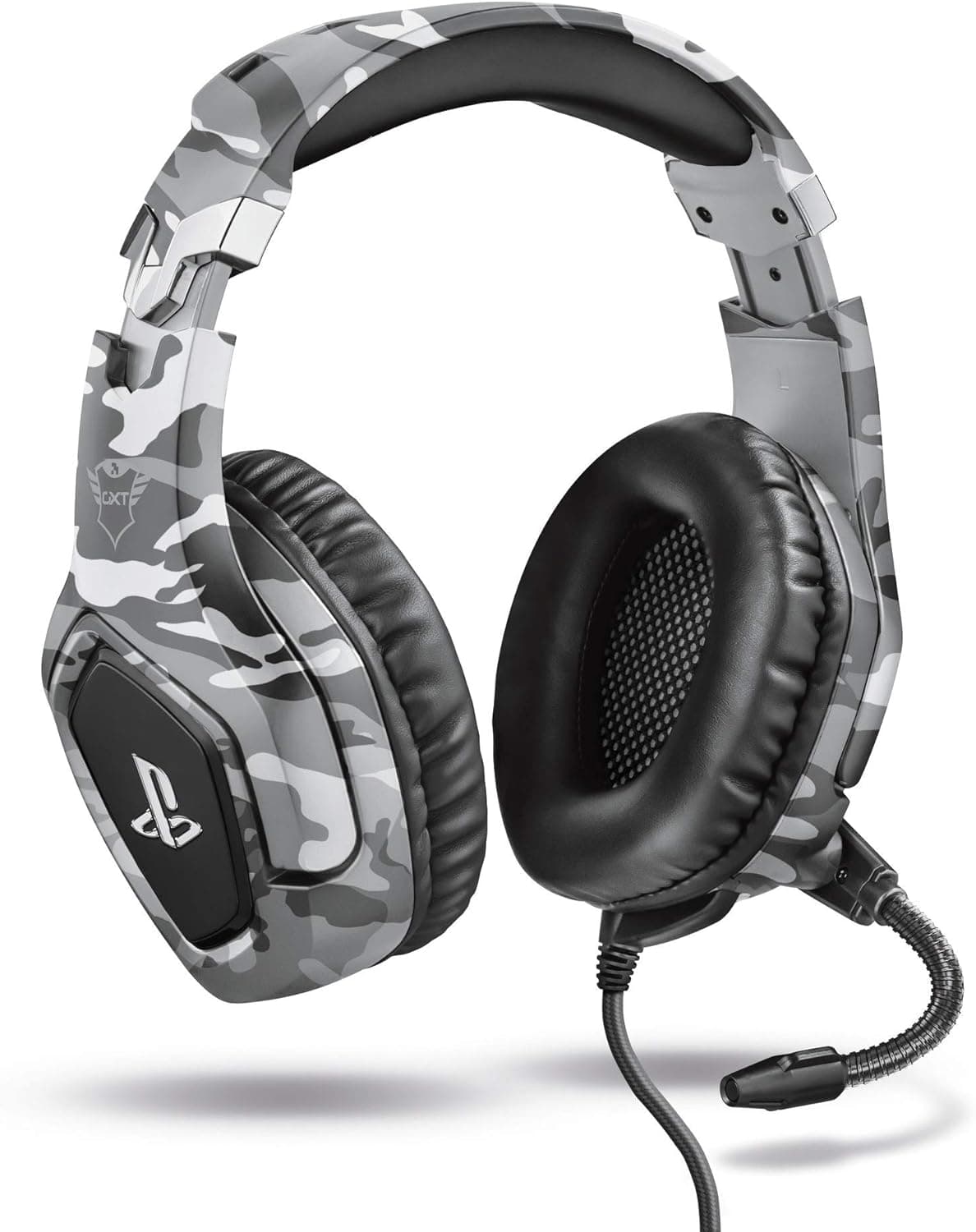 Trust Gaming Capacetes PS4 e PS5 Auriculares de Gaming GXT 488 Forze-G, licença oficial para Playstation, microfone dobrável, altifalantes ativos de 50 mm, cabo trançado de nylon de 1,2 m, cinzento