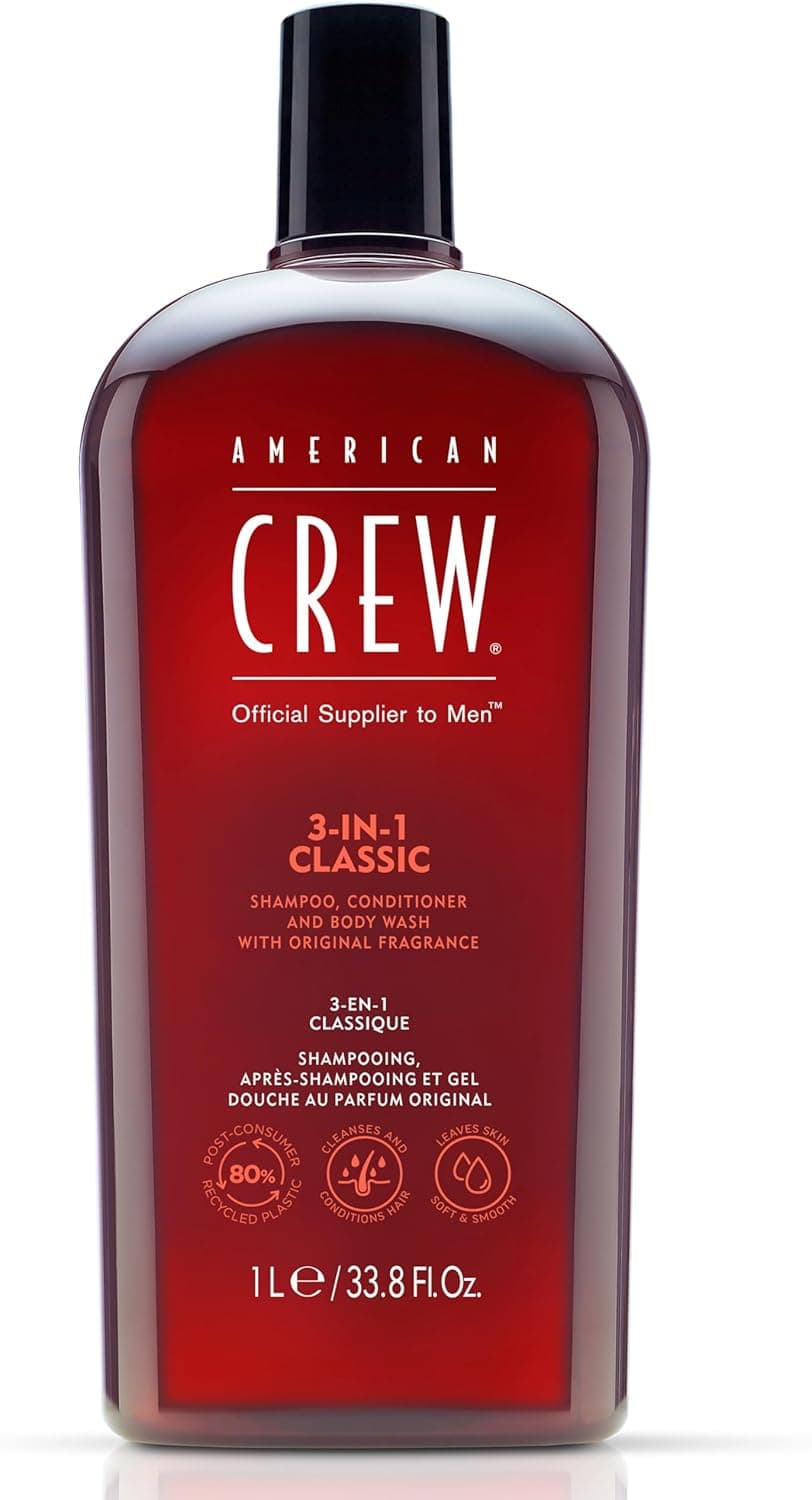 American Crew 3 em 1 champô, condicionador e gel de duche - 1L