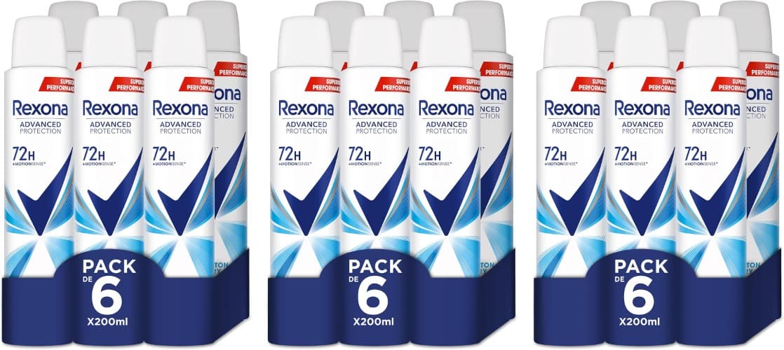 Rexona Desodorante aerossol Advance Protection Cotton Dry 72 h para mulher 200 ml x 18