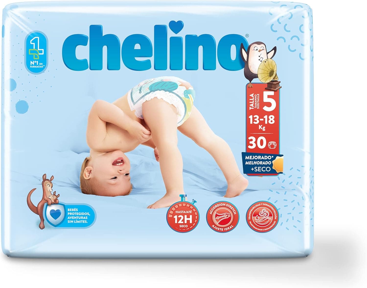 Chelino Fashion & Love | Fraldas descartáveis tamanho 5 para crianças 13-18 kg, 30 unidades