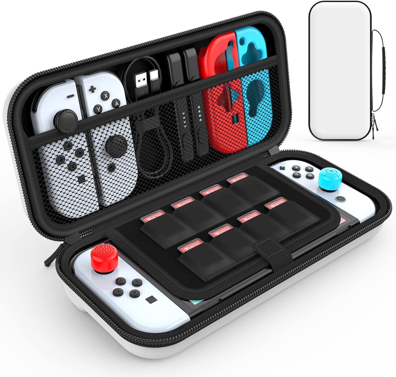 HEYSTOP Switch - Capa para Nintendo Switch OLED com armazenamento para consola OLED de Nintendo Switch e acessórios, cor branca, Branco, Moda