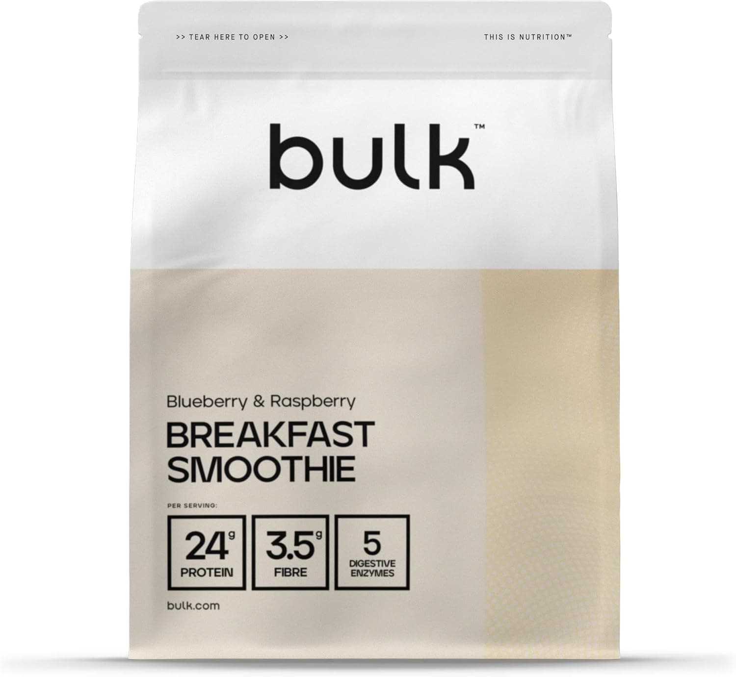 Bulk Batido para pequeno-almoço completo, mirtilo e framboesas, 500 g, 8 doses