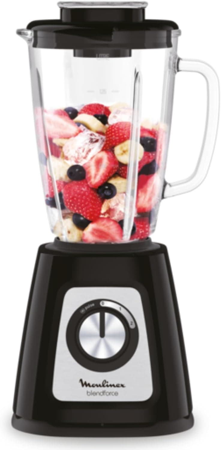 Moulinex Blendforce 2 LM4308 | Liquidificadora com jarro de vidro 1,25 L 800 W tritura gelo para smoothies sopas e molhos