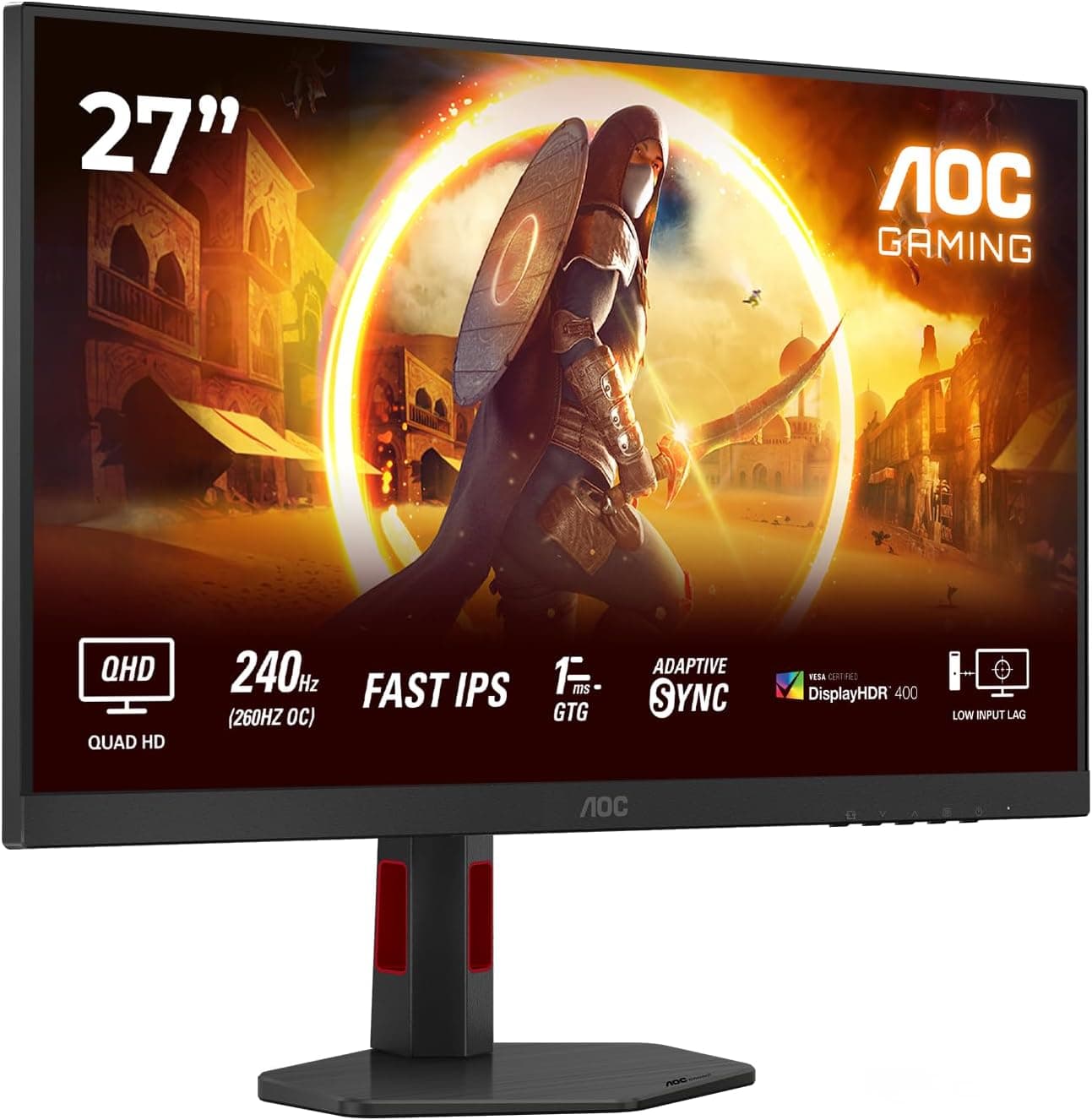 AOC Gaming Q27G4ZR | Monitor 27'' Quad HD 240Hz com 1ms, HDR400 e G-Sync