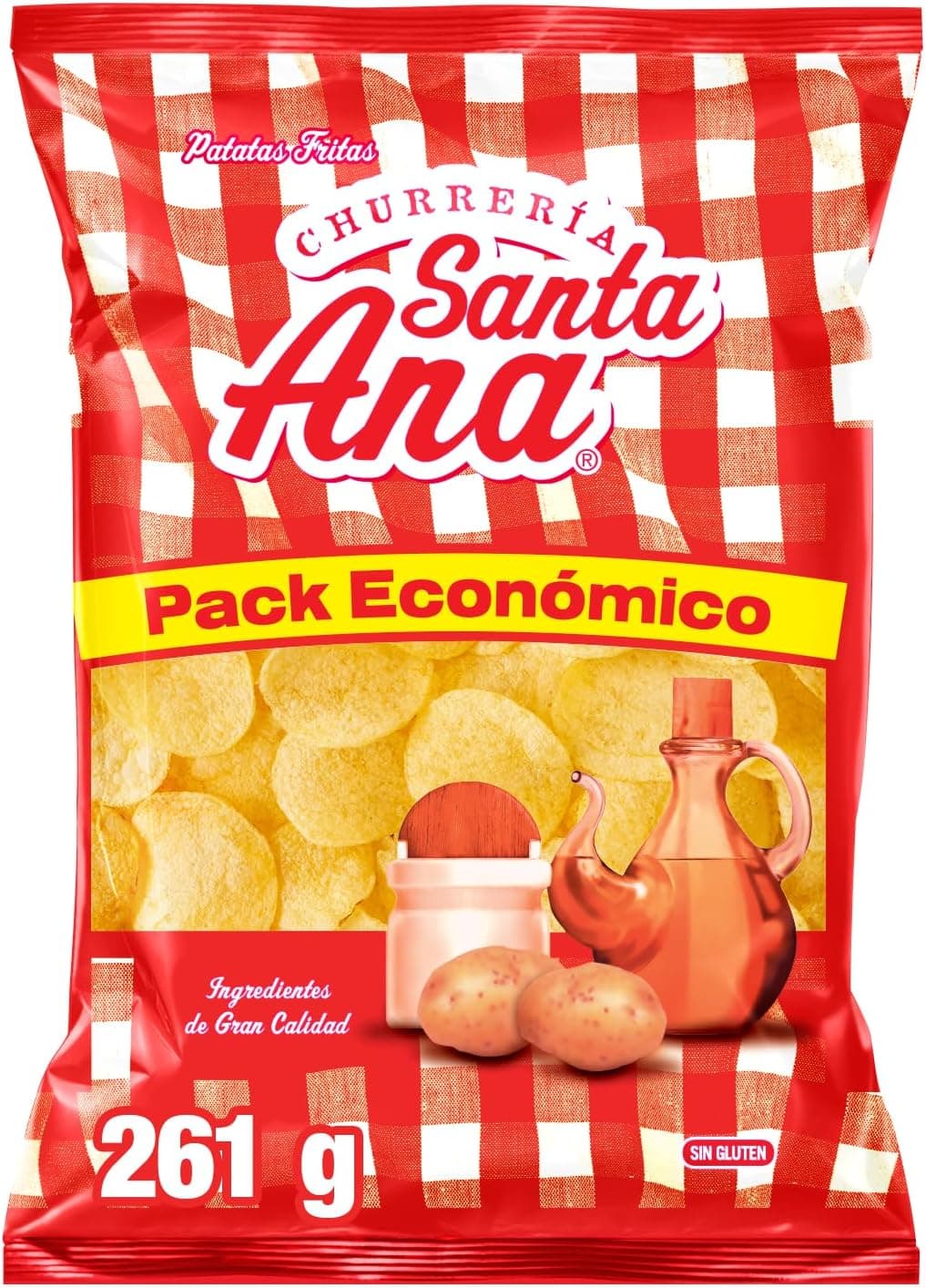Santa Ana Churreria Style | Batatas fritas crocantes sabor original, embalagem familiar 261 g