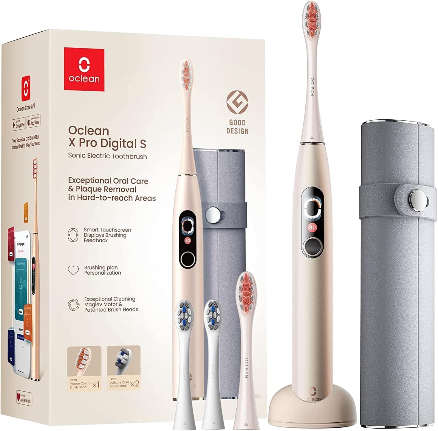 Oclean X Pro Digital | Escova de dentes elétrica sónica com 3 modos, 4 cabeças, estojo de viagem, visor digital e autonomia de 30 dias