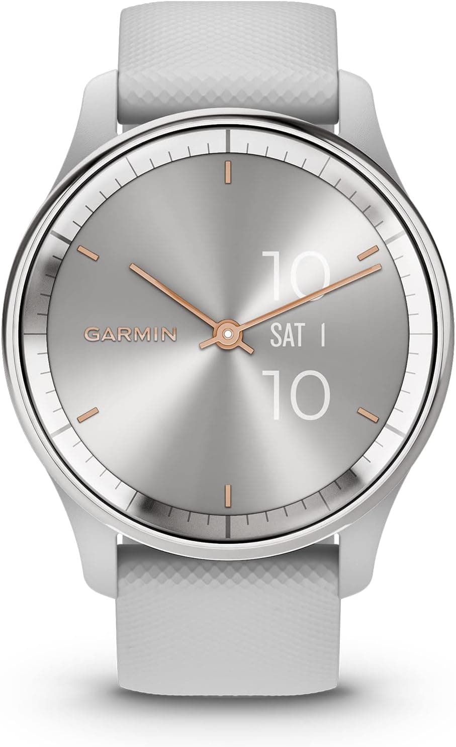 Garmin Vivomove Trend, elegante Smartwatch híbrido de 40 mm, com aspeto analógico sofisticado, moldura de aço inoxidável e funções inteligentes, prata cinzento