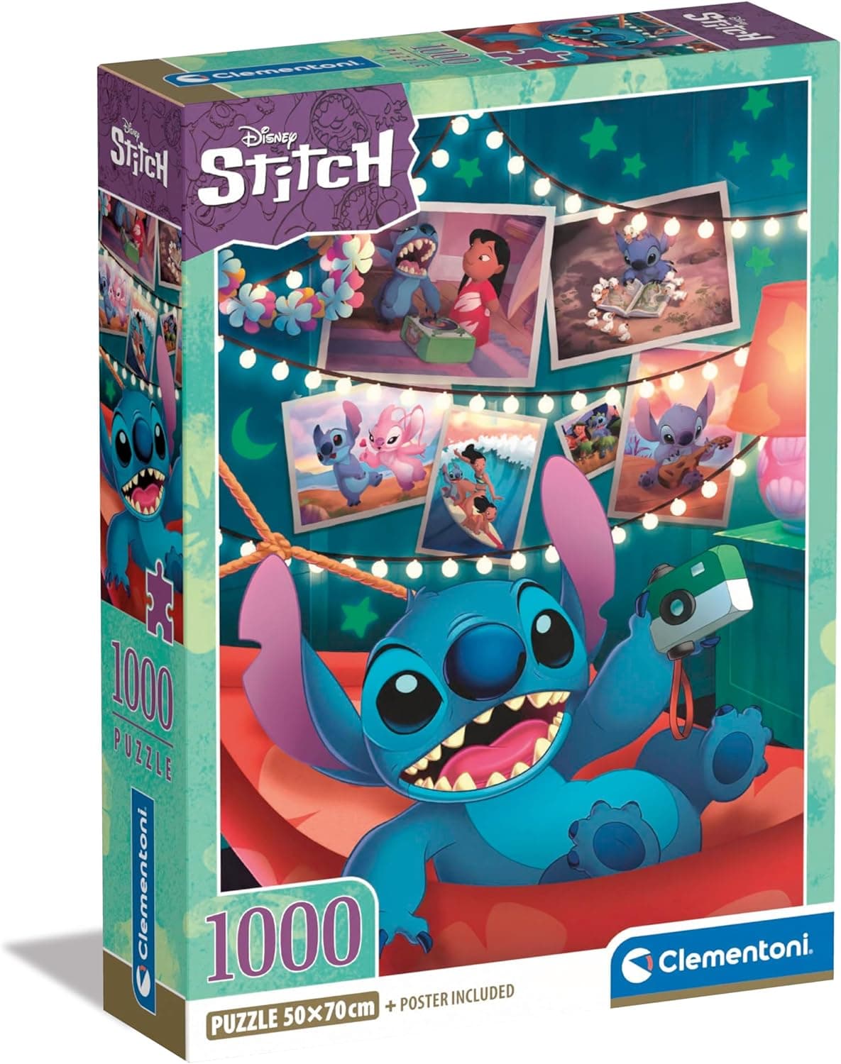 Clementoni -39793 Puzzle Disney Stitch 1000 peças para adultos | Quebra-cabeças de banda desenhada, multicolorido (39793)