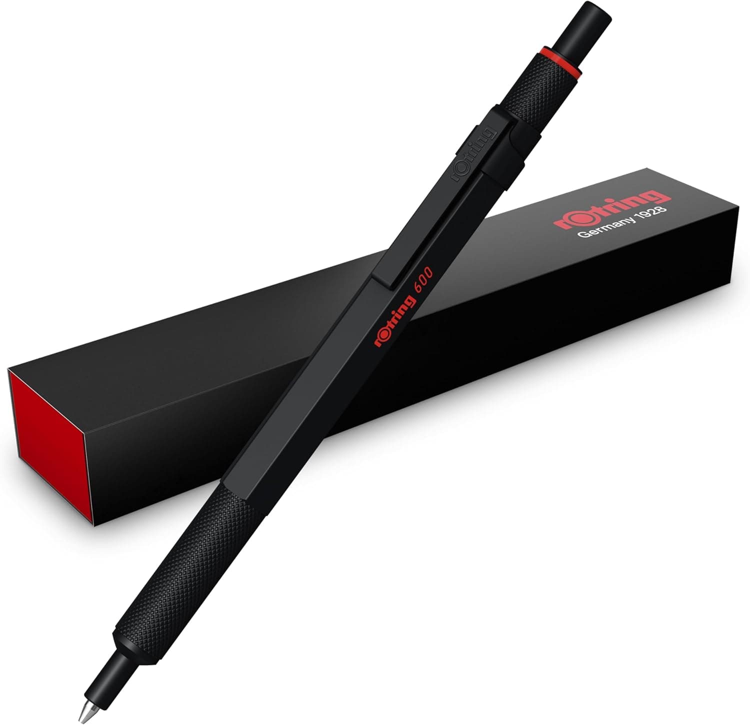 Rotring 600 Caneta de gel | 0,55 mm | Tinta preta | corpo metálico preto, aderência estriada antiderrapante e corpo hexagonal | recarregável