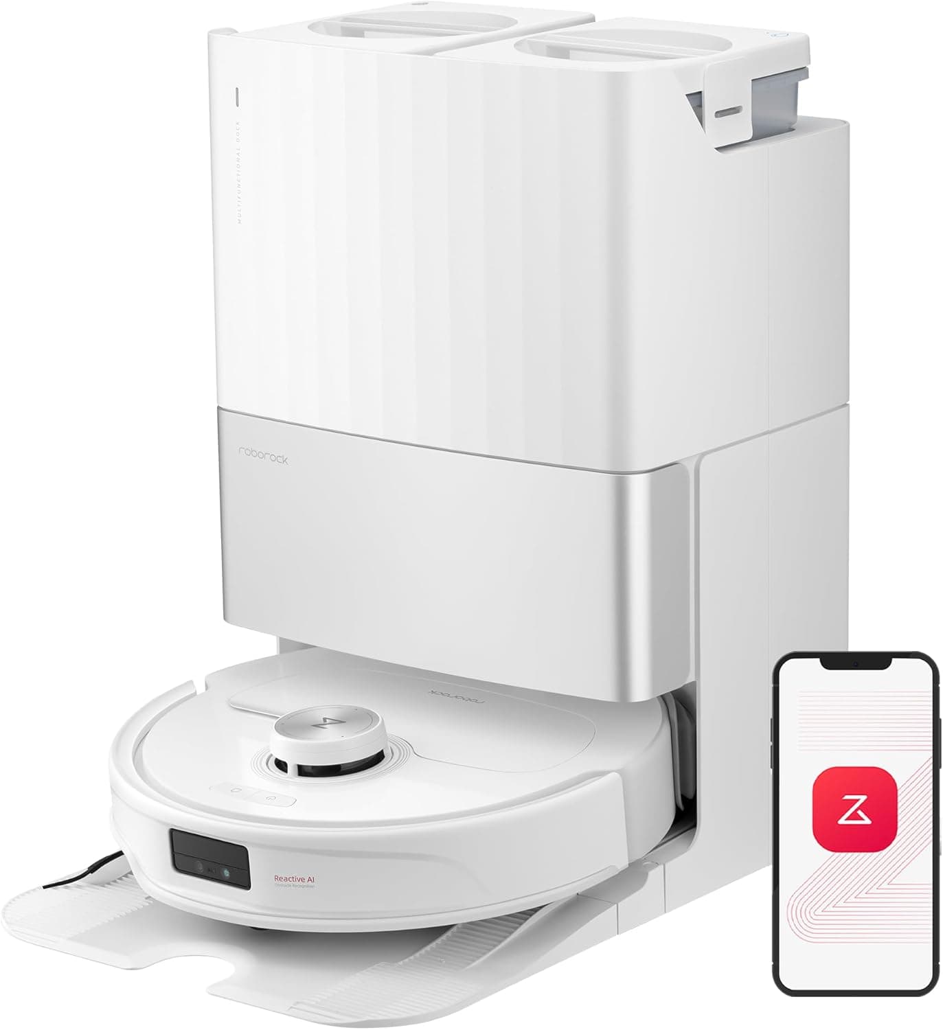 roborock Qrevo Master Robot Aspirador, FlexiArm Design, auto-esvaziamento de pó, aspirador e esmagamento de chão, 10000 Pa, secagem através de ar quente, escova DuoRoller, HyperForce, Reactive Al