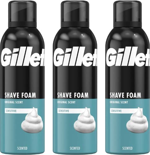 Gillette Classic | Espuma de barbear para pele sensível sem perfume 200 ml x 3