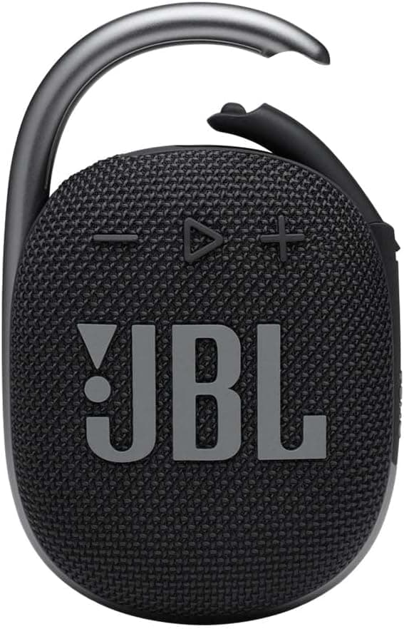 JBL Clip 4 Altifalante sem fios com Bluetooth, resistente à água (IP67) e ao pó, com estilo chamativo e design portátil, 10 h de música contínua, preto