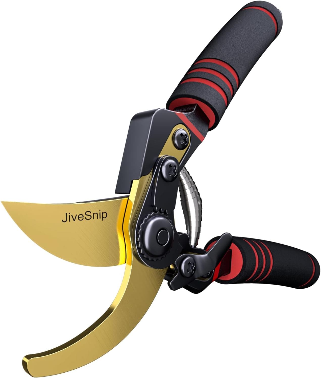 JiveSnip Tesoura de jardim de titânio de primeira qualidade com abertura ajustável tesouras de poder profissionais para plantas, sebes e flores