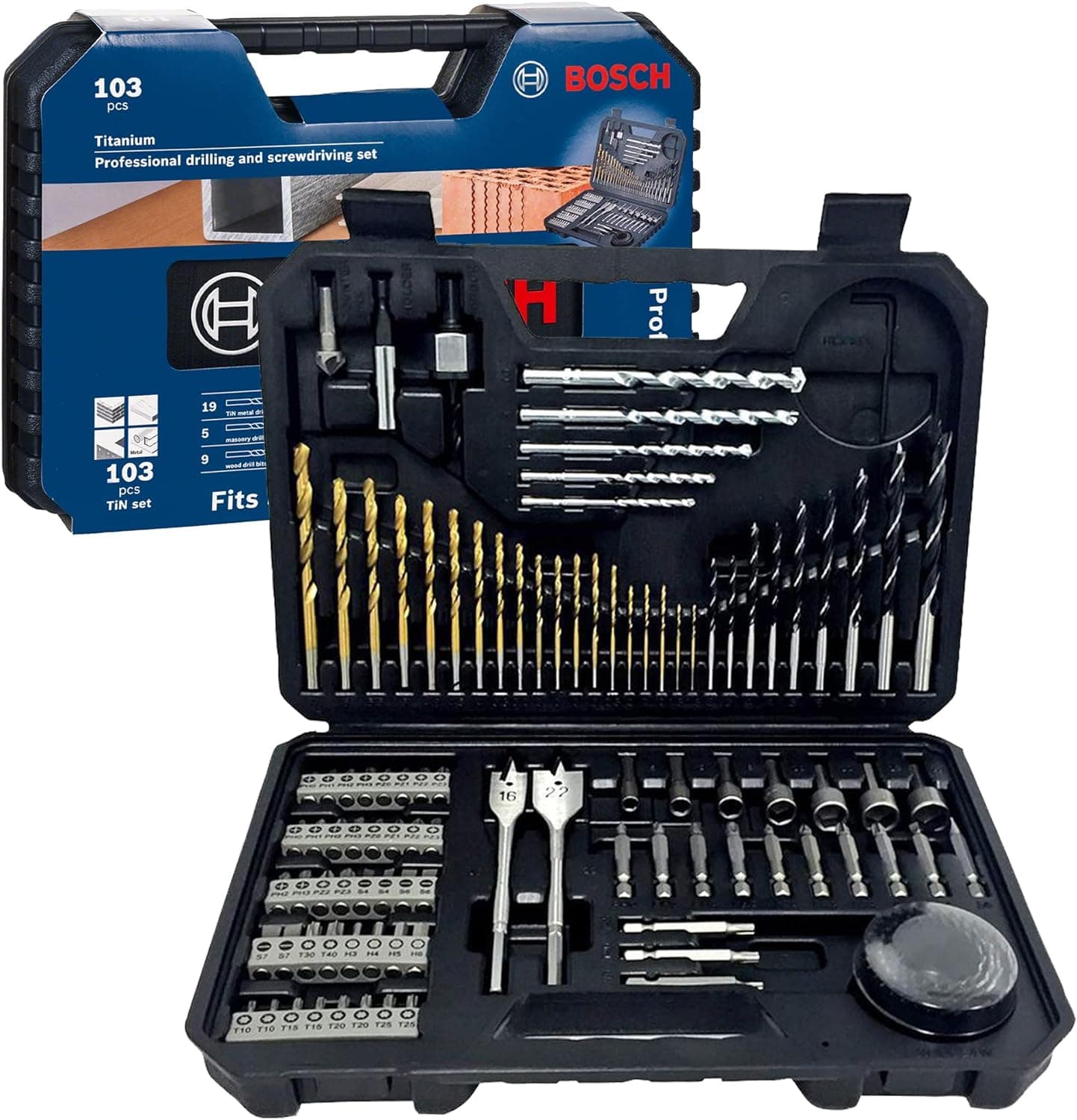 Bosch Home and Garden 2608594070 Conjunto de acessórios mistos (103 peças), 0 V, preto