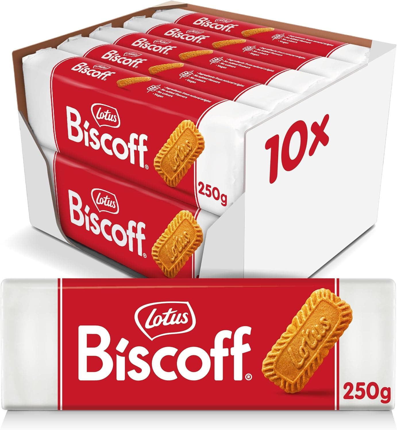 Lotus Biscoff | Bolacha Caramelizada Original | Vegan | Sem Corantes nem Conservantes | 10 x 250g | 2,5kg