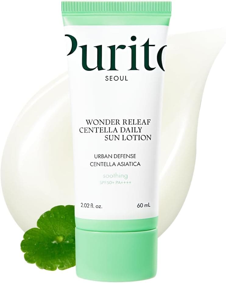 PURITO SEOUL Wonder Releaf Centella loção solar diária, SPF50+ PA++++, Centella coreana, sem errosão branca, calmante, loção solar facial, K-Beauty
