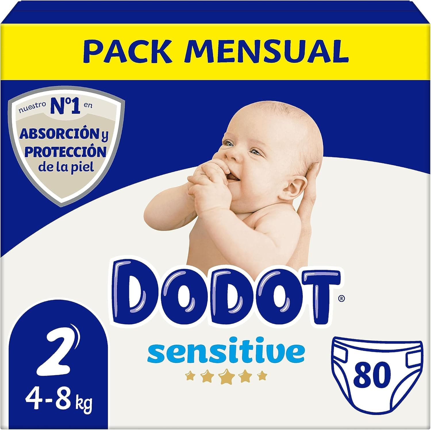 Dodot Sensitive | Fraldas descartáveis tamanho 2 para bebé com proteção avançada da pele, 80 unidades