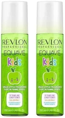 REVLON PROFESSIONAL - Equave Kids, condicionador para crianças sem enxaguar, desembaraçar e previne a formação de nós, traz brilho e suavidade, aroma de maçã verde - 200 ml (embalagem de 2)