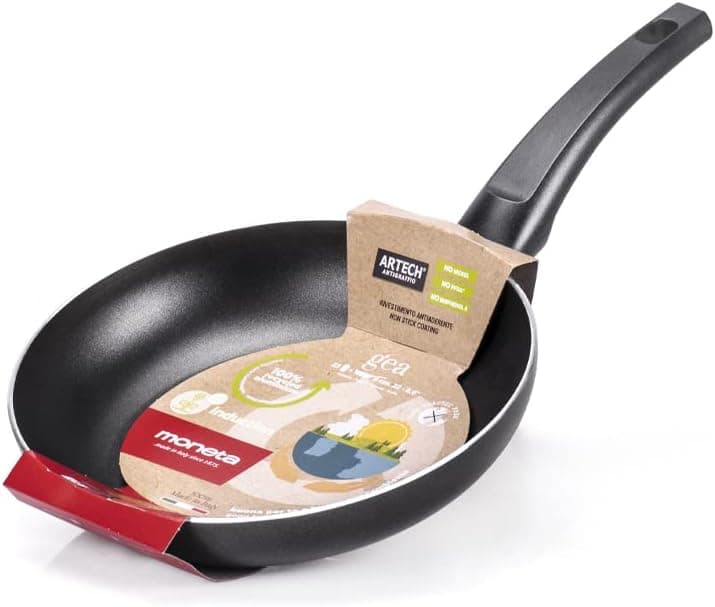 Moneta Gea Frigideira, 22 cm, alumínio 100% reciclado, para cada placa de cozedura, incluindo a indução. Fabricado na Itália