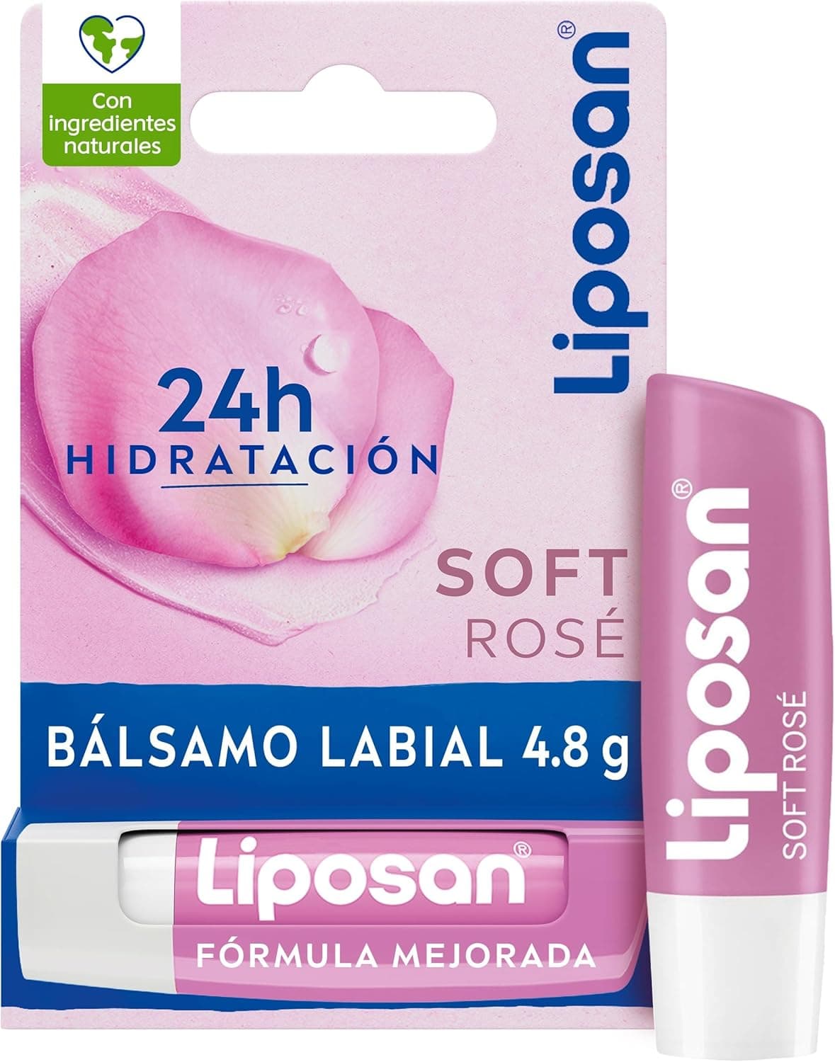 Liposan Soft Rosé (1 x 4,8 g), batom rosa, cacau labial para um brilho suave e luminoso, bálsamo hidratante para lábios sedosos e hidratados