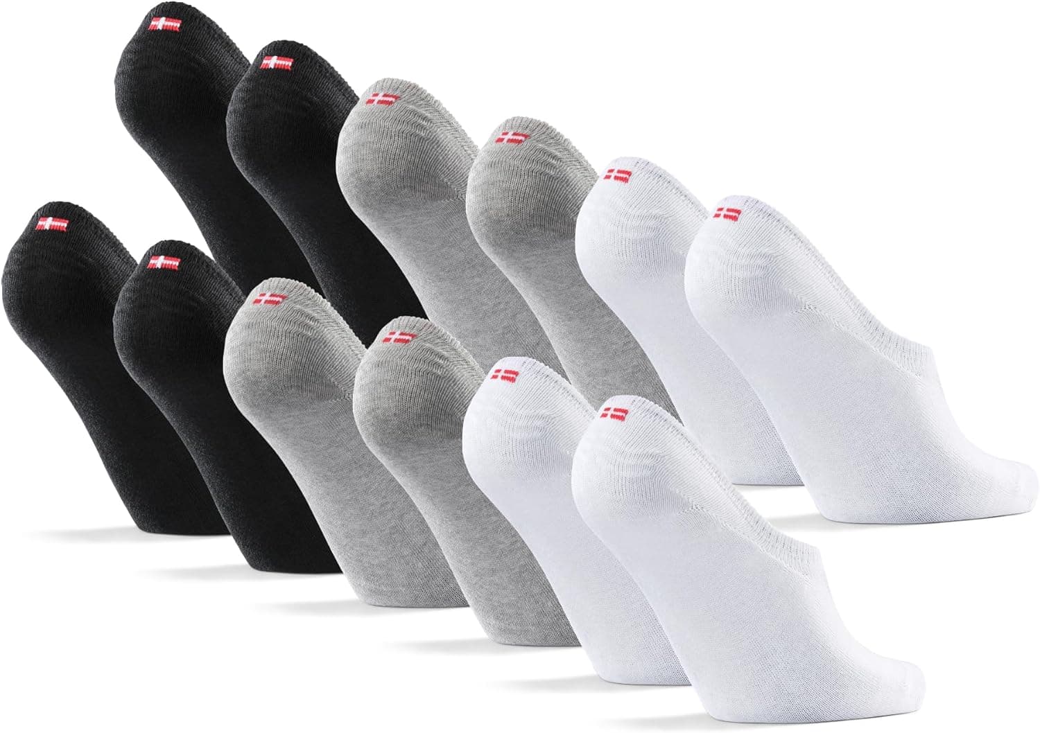 DANISH ENDURANCE Meias em algodão, respiráveis, meias invisíveis mulher e homem, pack de 6 pares