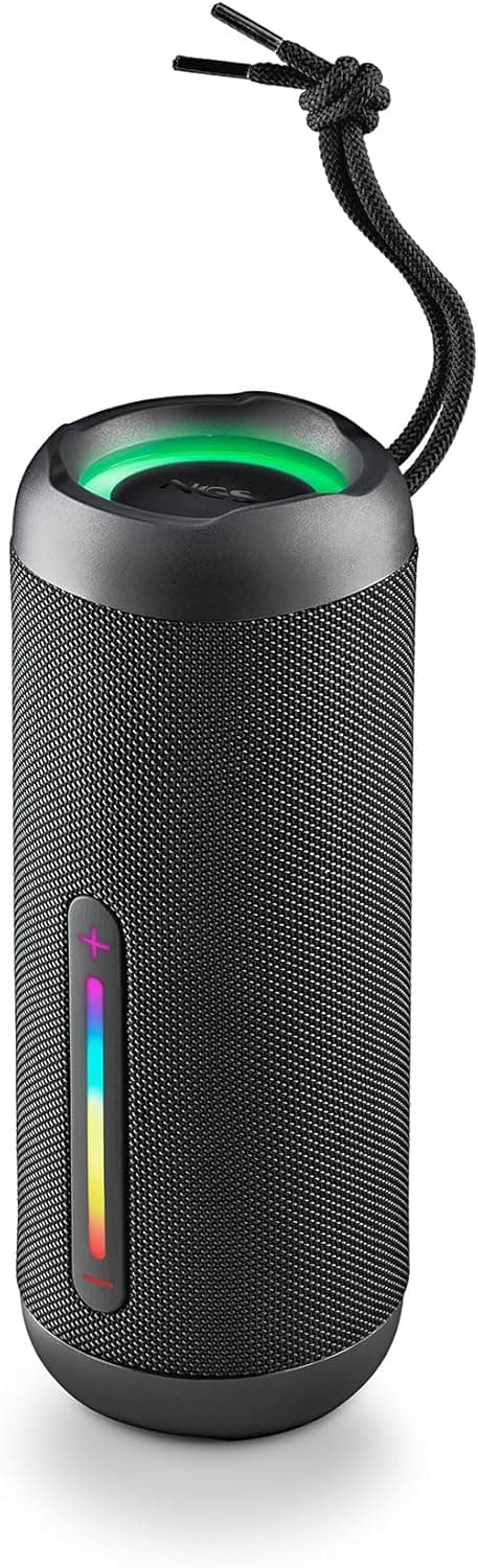 NGS Roller Furia 3 Black Altifalante sem fios compatível com Bluetooth, impermeável IPX7, 60 W, True Wireless, USB, duração da bateria de 9 horas, preto