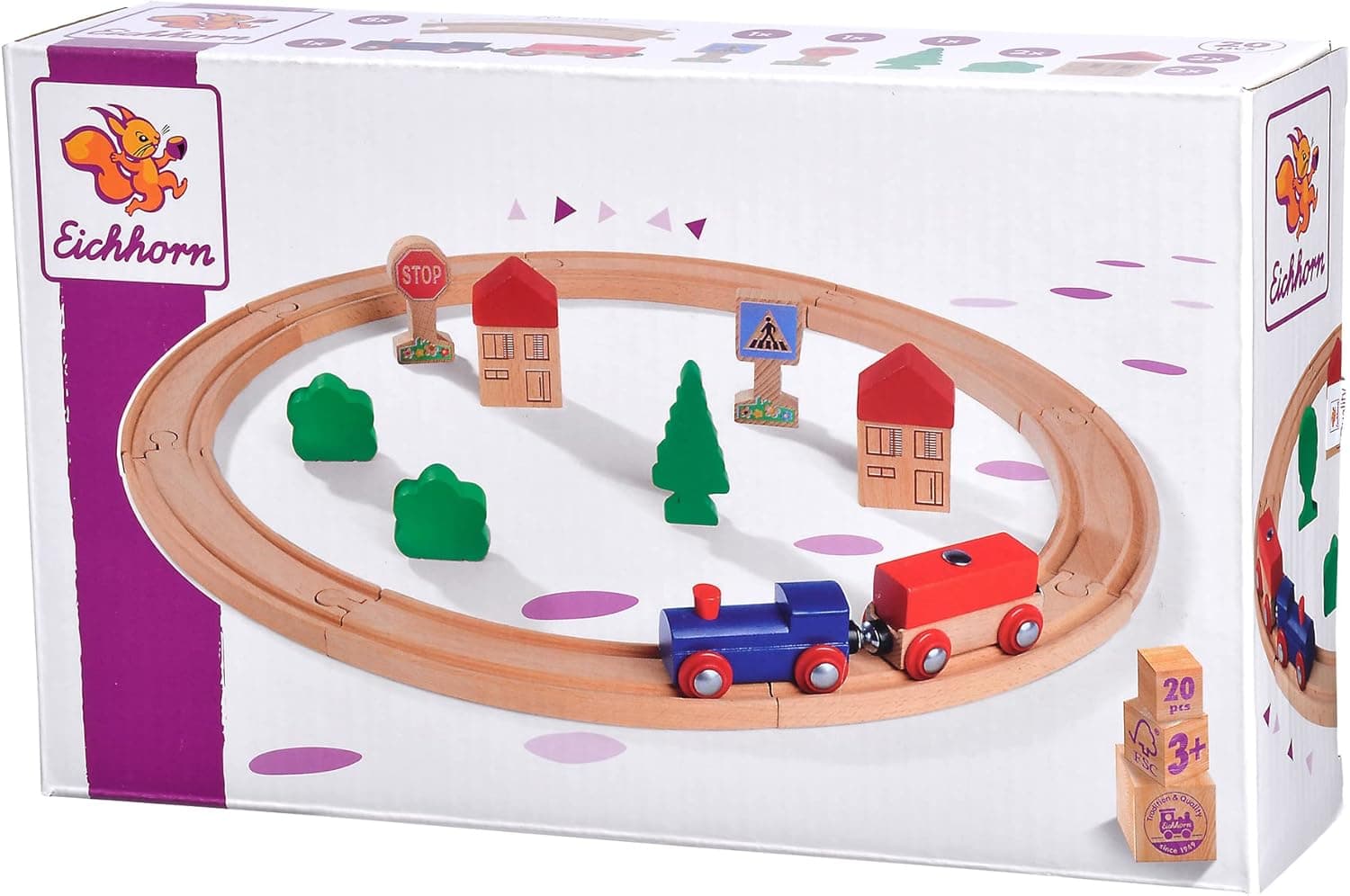 Eichhorn Circle | Circuito de comboio em madeira multicolor para crianças