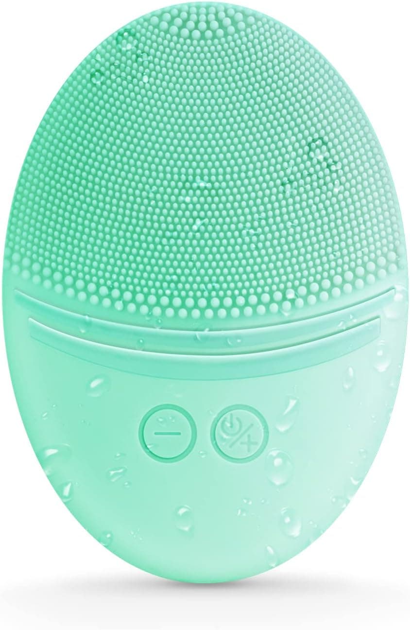 EZBASICS Escova de Limpeza Facial Ultrassónica Vibratória, Impermeável, para Limpeza Profunda, Esfoliação Suave e Massagem, com Carregamento Indutivo (Verde Claro)