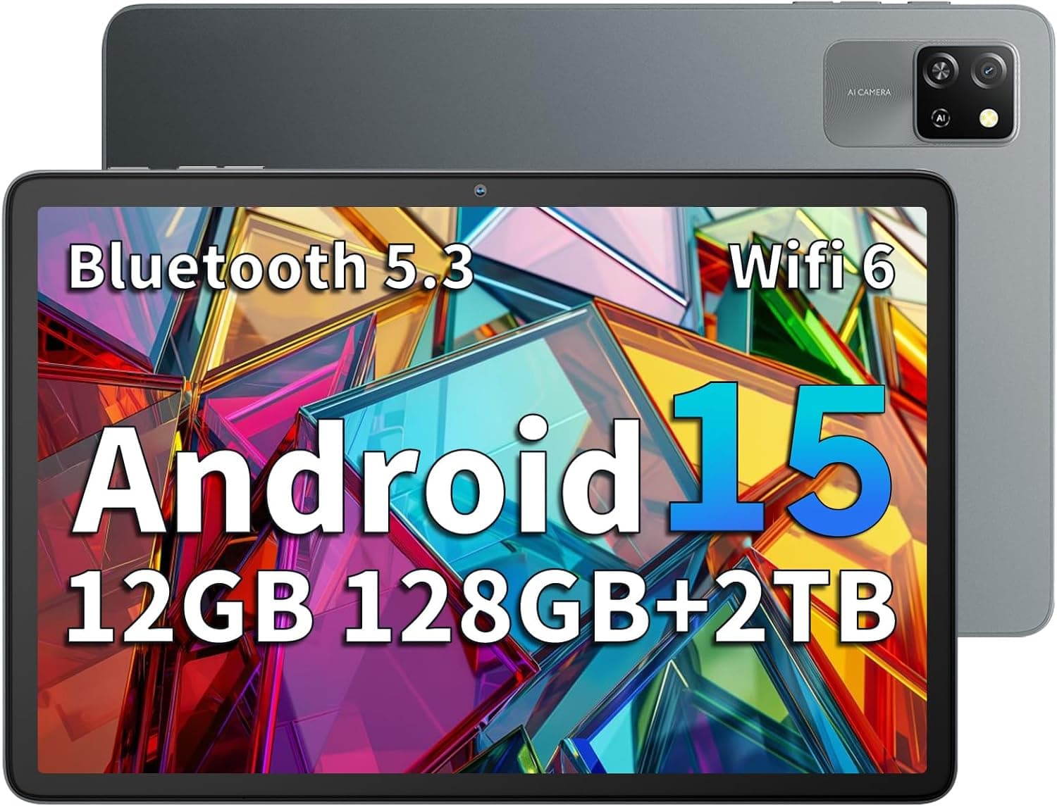 Blackview Tablet Android 15 Tab 60 Wi-Fi de 10 polegadas, tablet PC, 12 GB RAM + 128 GB ROM/2TB TF, WiFi 6 Widevine L1, PC Mode 5100 mAh bateria Tablets Gaming dupla câmara 8 MP / Wi-Fi PS Suite/IPS