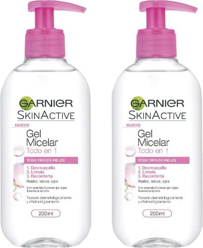 GARNIER Skin Active - gel micelar removedor de maquilhagem para peles normais, tudo em um, 200 ml x 2