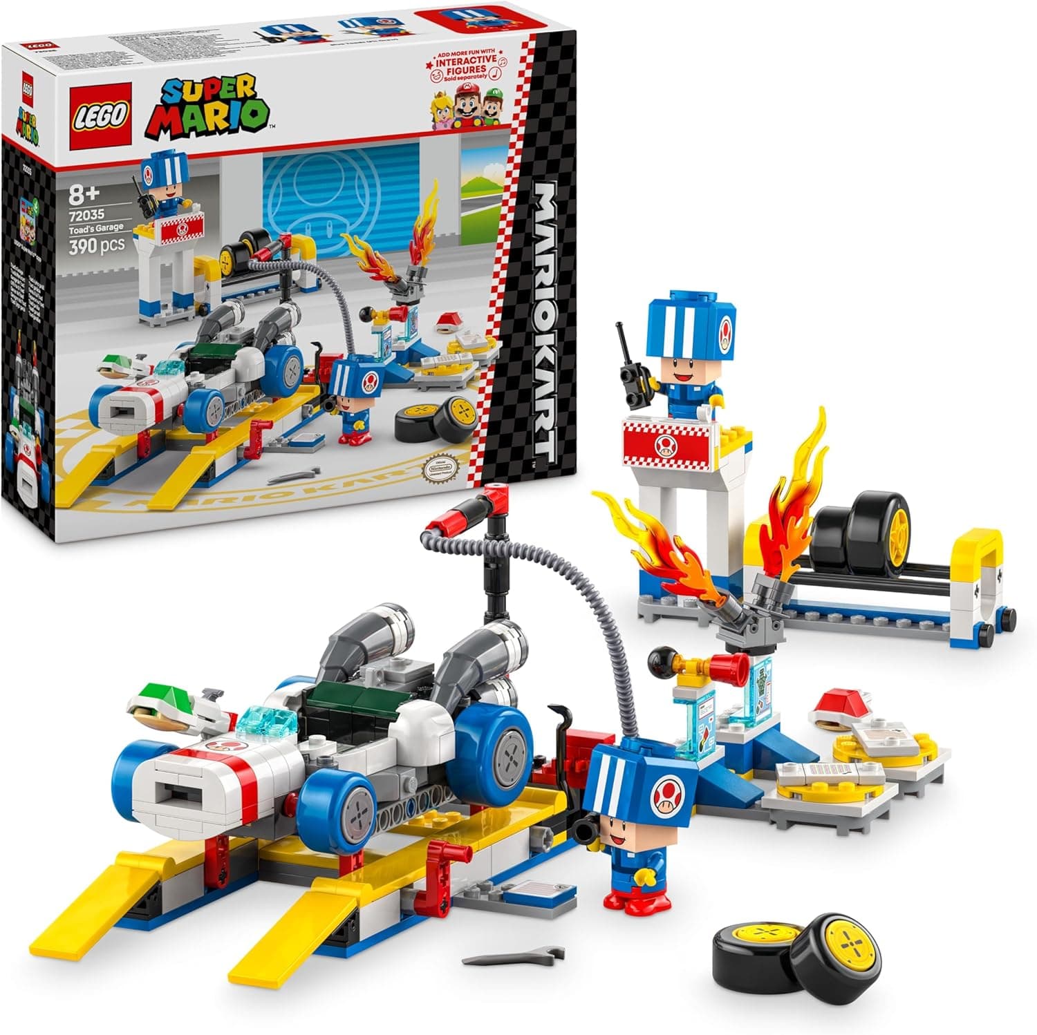 LEGO Super Mario: Mario Kart: Garagem de Toad brinquedo de construção personalizável, 2 figuras de personagens da Nintendo e do carro, presente Gamer de aniversário para meninos e meninas desde 8 anos