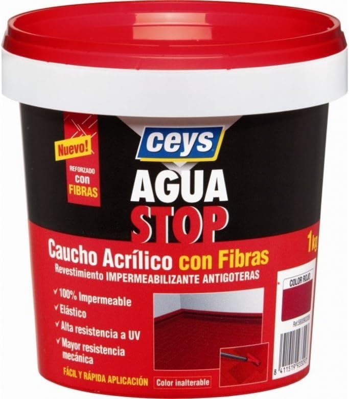 Aguastop ceys M92283 - Impermeabilizante aquastop borracha acrílica com fibras vermelhas 1 kg