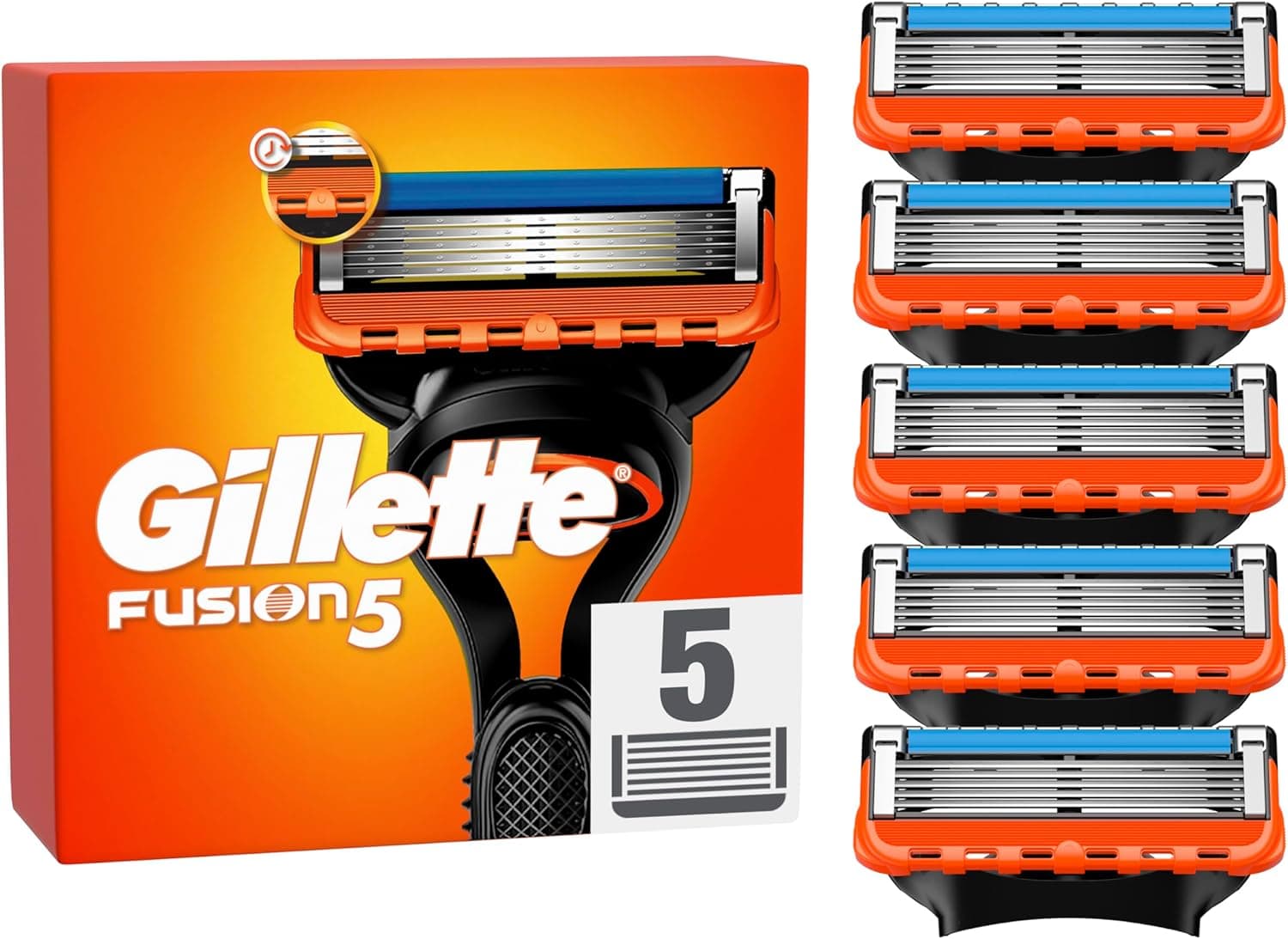 Gillette Fusion 5 lâminas de barbear para homem, embalagem de 5 lâminas de substituição