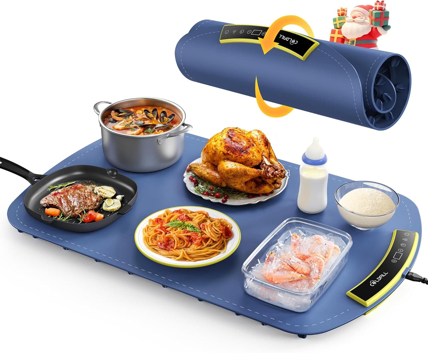 COLDFILL Bandeja de aquecimento de silicone - aquece pratos elétricos, aquecedor de alimentos portátil regulável de 40 °C a 110 °C, aquece toda a superfície em 5 s, para bufetes e festas