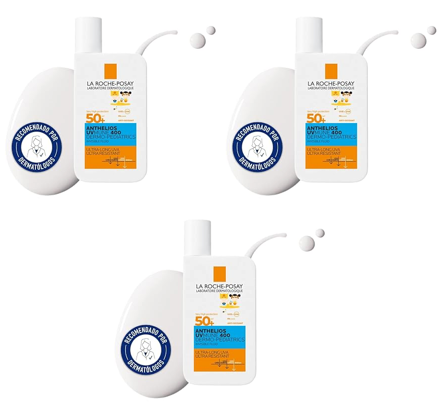 La Roche Posay protetor solar facial SPF50+, proteção alta, resistente à água, para crianças, sem perfume, textura leve, anthelios UV-Mune 400 termopediatrics, fluxo invisível, 50 ml